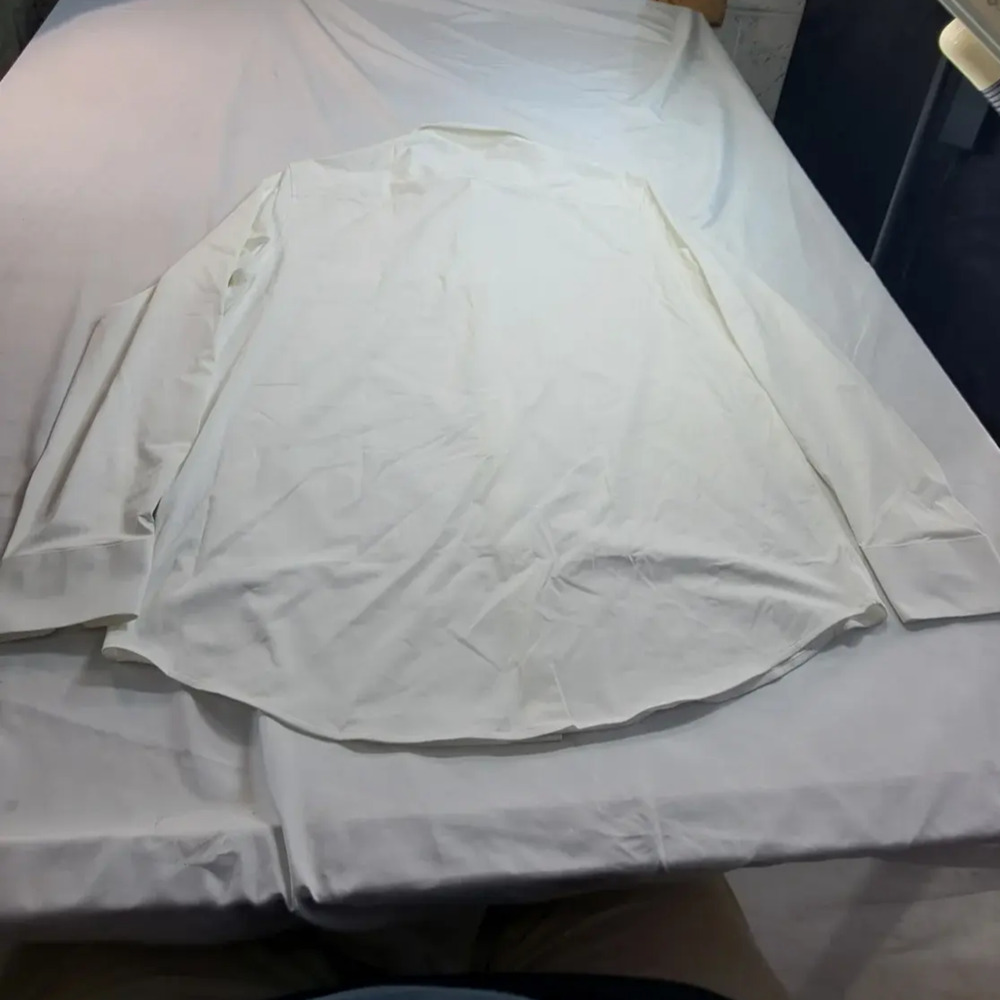 Bugatchi Mens Stretch Button Down Shirt XL White Cotton Long Sleeve NWT